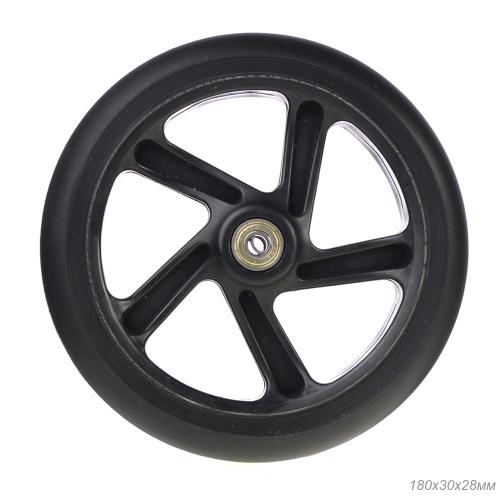 Колесо PU для самоката, обод пластиковый 180/30/28 мм с 2 подшипниками ABEC-7/SK-180-B/уп 40/ черное