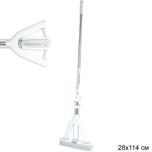 Швабра с отжимом насадка из мягкого ПВХ 28х115 см / J1 /уп 40 /нерж