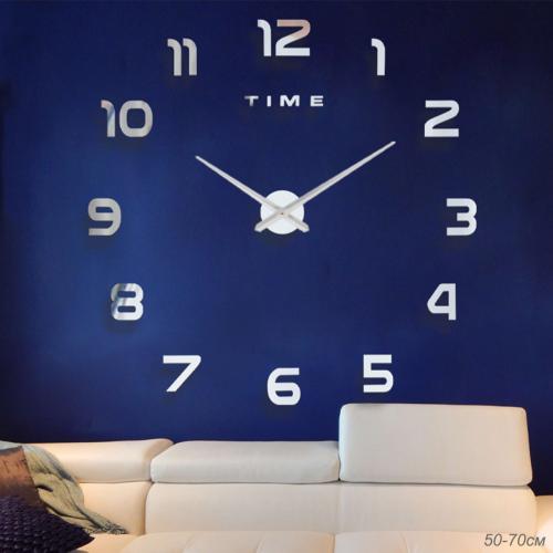 Часы аппликация 3D 50-70 см / ZH00220S/1 /уп 72/ серебро