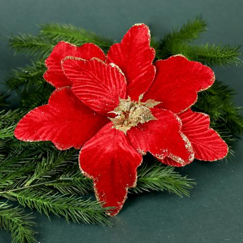 Цветок декоративный Пуансеттия красная 20 см / CTX12-116 /уп 80/480/