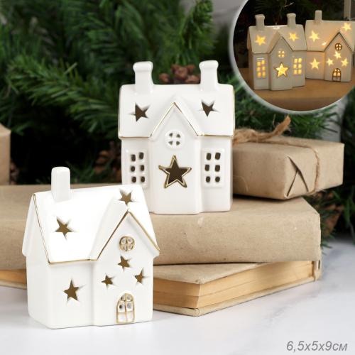 Фигурка Домик с подсветкой новогодний 9 см / 7102 /уп 2/96/LED