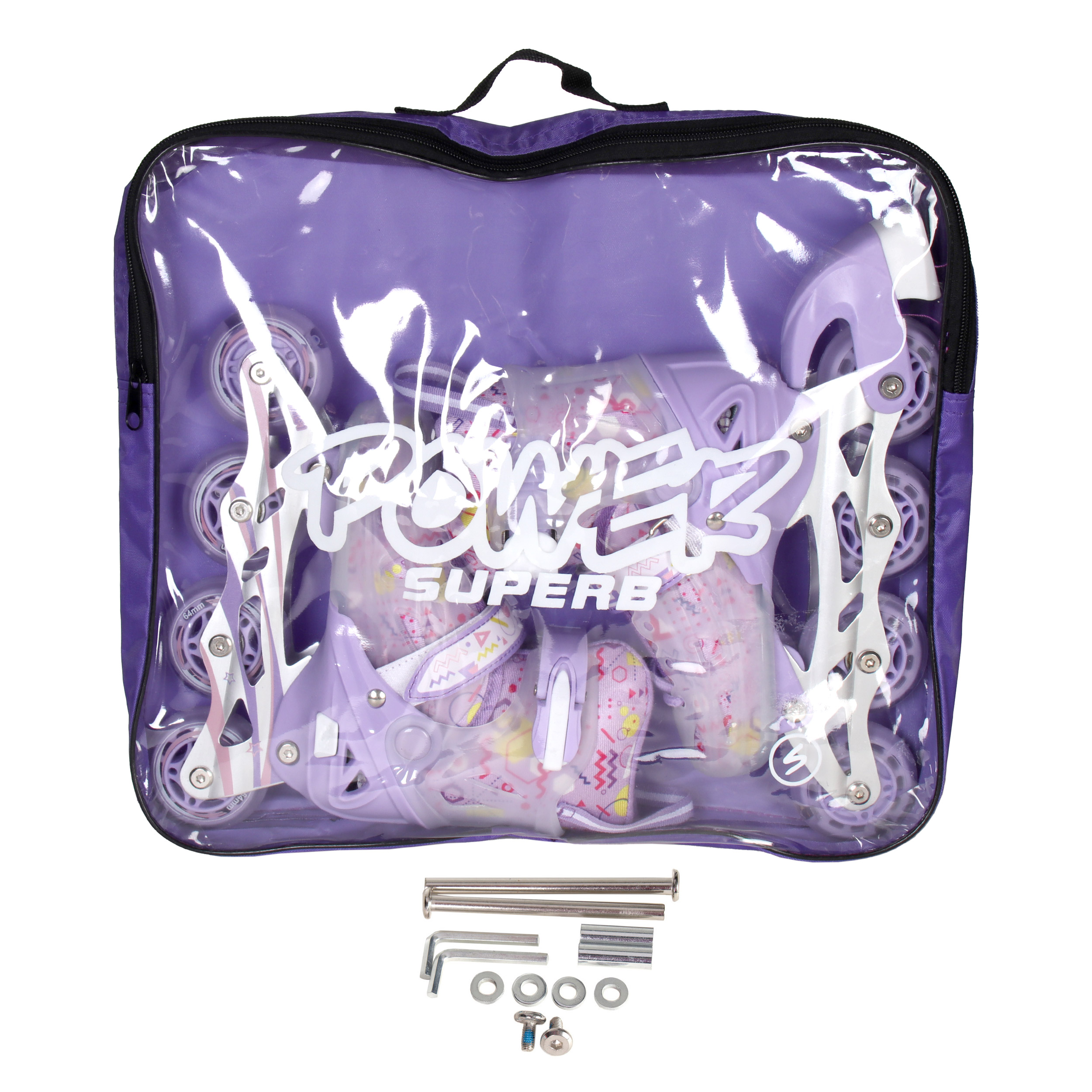 Роликовые коньки COMIRON прозрачный ботинок / 199-1 M /уп 6/ (35-38) сиреневые