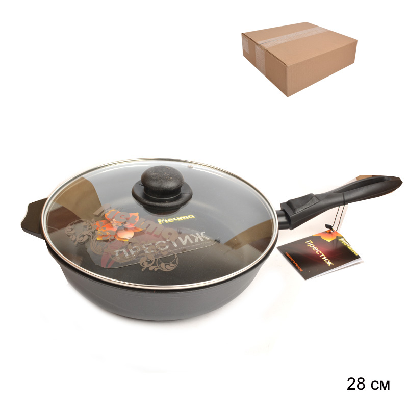 Сковорода 28 см Престиж / С028506 /уп / со съемной ручкой, стеклянной крышкой, 7,5 см