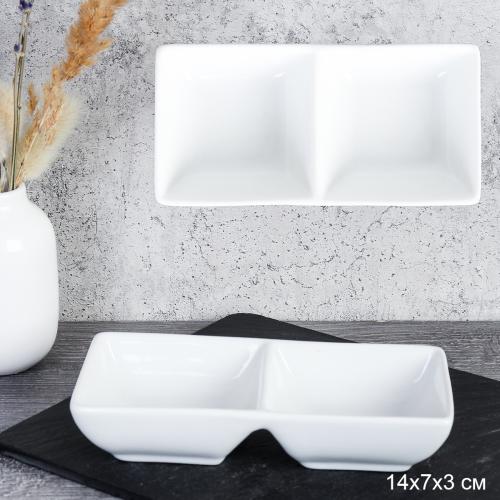 Блюдо менажница 2 секции 14х6 см / FR-1343 /уп 83/