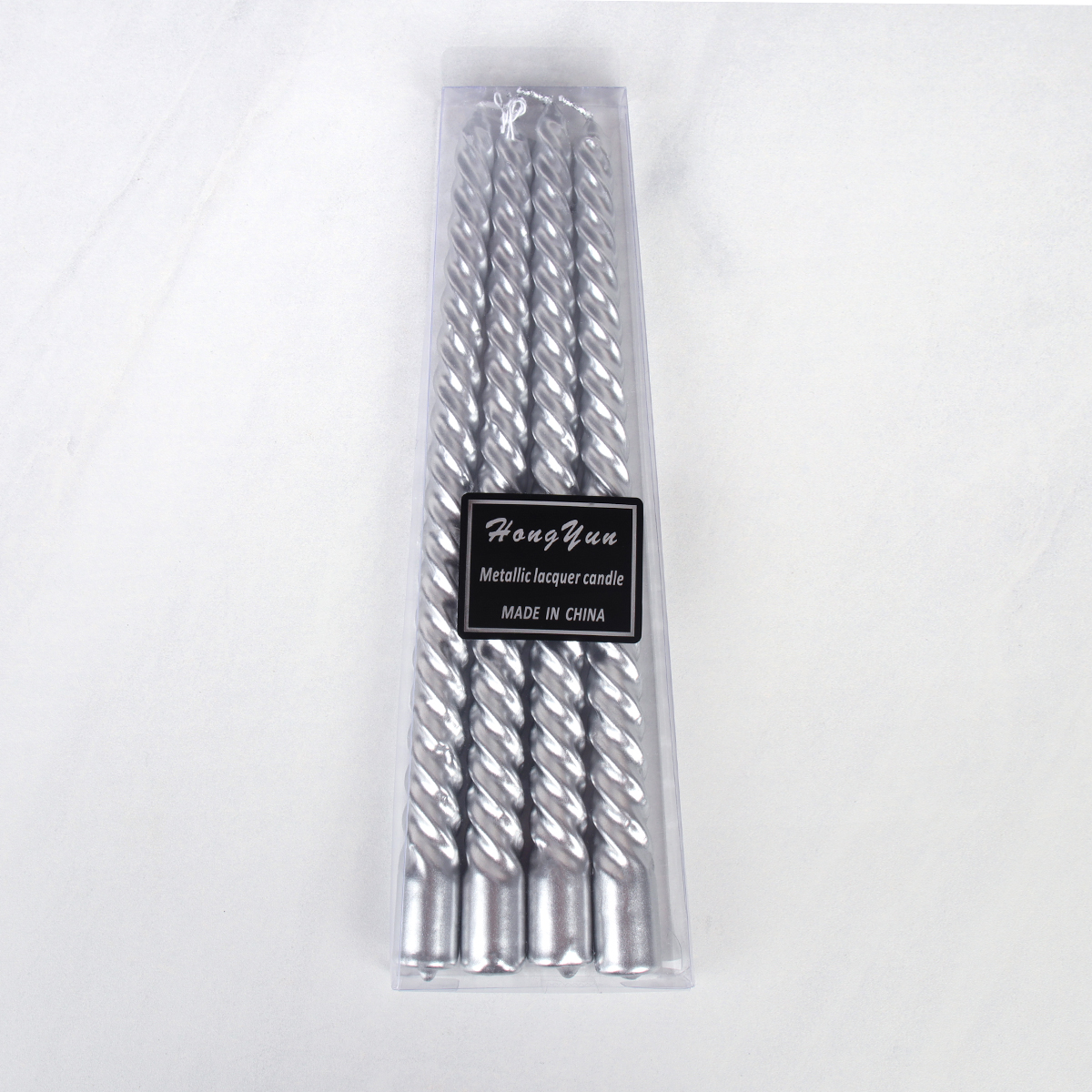 Свеча 4 штуки 25х1,8 см набор / WR-309 /уп 144/ серебро / 2 СОРТ ЦАРАПИНЫ