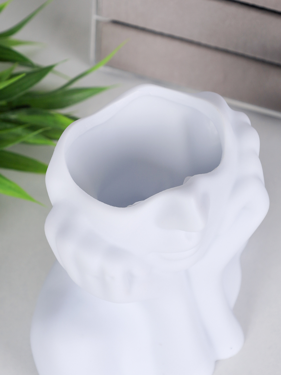 Статуэтка кашпо Лицо 11х13х8 см / NTJ001 /уп 150/белая