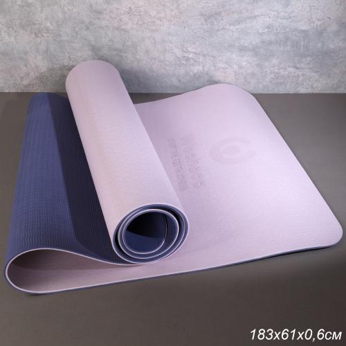 Коврик для йоги и фитнеса Woohooo Whisper / 183x61x0.6 / Purple-Pink / Мешок+ стяжка в комплекте / уп12