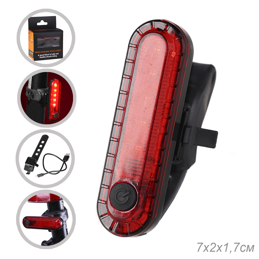 Фонарь задний COMIRON TA11 корпус: пластик, IPX4; свет: COB(5LED), 50lm; аккум: 330mAh, USB; четыре режима, в коробке. /уп 40/200/