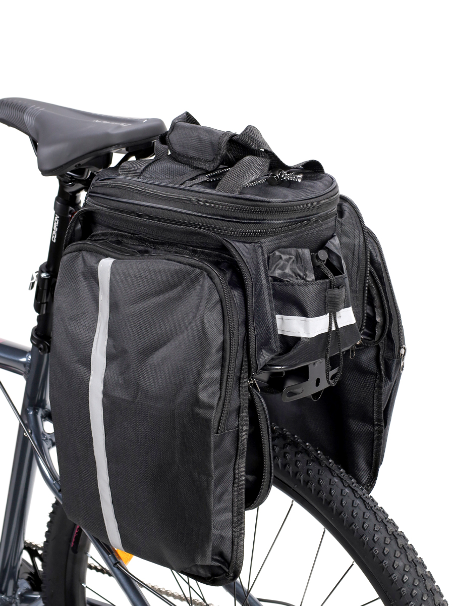 Сумка велосипедная на багажник COMIRON PATAGONIA, основные отсеки на молнии, крепление velcro,  Размер 17х28х32см /уп 30/