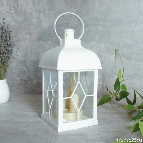 Светильник фонарь настольный 21 см белый / YR02594W /уп 48/от батареек