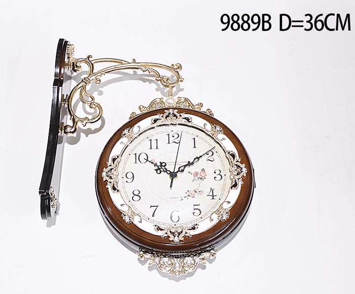 Часы настенные двухсторонние Вокзальные 26,5 см / 9889B /уп 6/коричневые