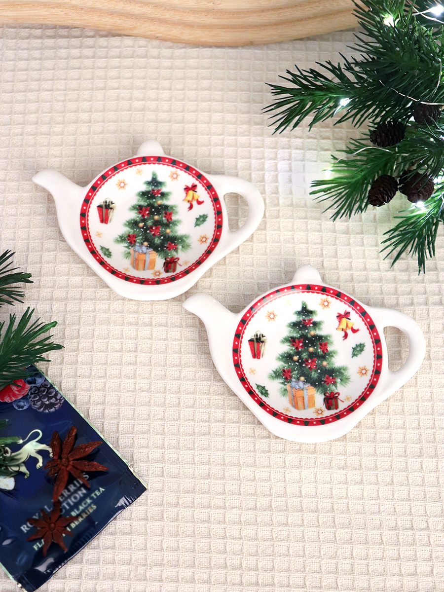 Подставка под чайный пакетик 2 штуки / HD-2501 /уп 48/ Новогодняя