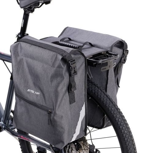 Сумка велосипедная на багажник ESLNF, материал Oxford, основные отсеки на липучке и карабинах, крепление velcro, Объем 28л, Вес 775гр /уп 50/