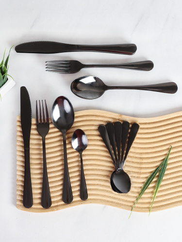 Столовые приборы 24 предмета в п/у/ KT24-101003-Графит /уп 12/ в подарочной коробке