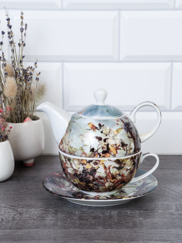 Чайный набор 3 предмета чайник, кружка, блюдце  / RT-111 /уп 35/ Весна  694076