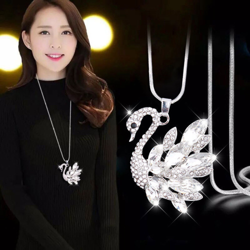 Подвеска-кулон на цепочке 76 см Лебедь / ZX114 /уп 6/серебро