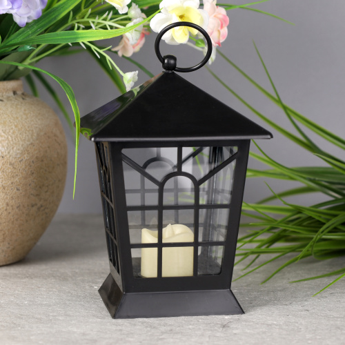 Светильник фонарь настольный Новогодний 17 см новогодний / YR03-17 /уп 6/72/черный от батареек