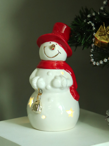 Фигурка Снеговик новогодний 13 см / FP23604 /уп 64/LED