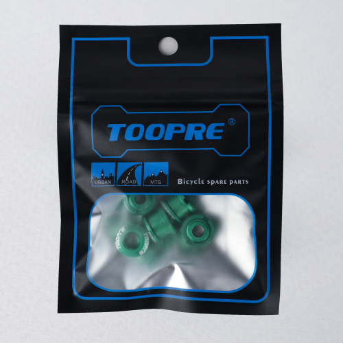 Бонки алюминиевые TOOPRE CN-01 12х12х9.6mm болт + гайка для крепления передних звёзд к системе шатунов. Набор 5 штук. Зеленый