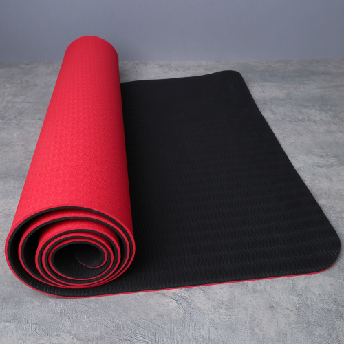 Коврик для йоги и фитнеса спортивный гимнастический двухслойный TPE 6мм. 183х61х0,6 цвет: красный / YM2-TPE-6R / уп 12/