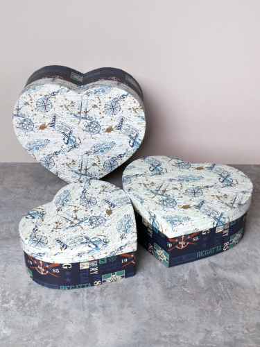 Коробка подарочная 3 штуки Сердце / 1158 /уп 24/16*18.3*7/18*20.3*8/20*22.3*9cm