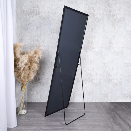 Зеркало в алюминиевой раме напольное/настенное 550х1650 black /HLQW-AM09007 /уп 1/Небьющееся зеркало
