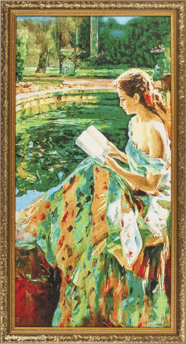 Картина гобелен 30х60 Девушка с книгой / M055 / 10057-10/