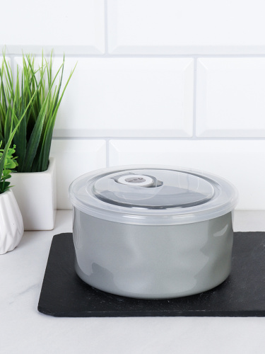 Контейнер салатник 650 мл крышка с клапаном / WRF-327 /уп 48/ Фарфор серый