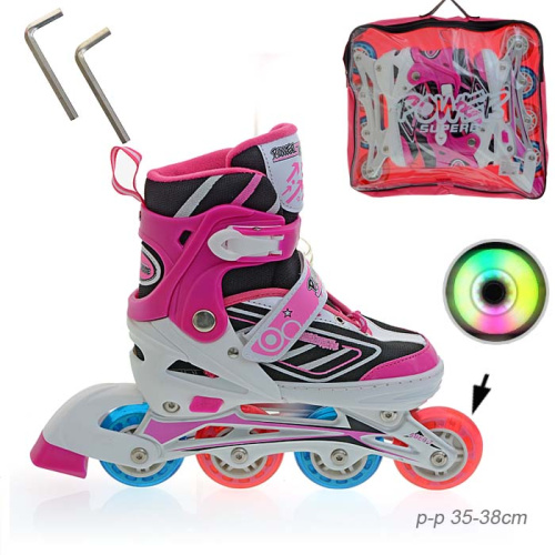 Роликовые коньки POWER / 5600 M /уп 6/ (35-38) розовые