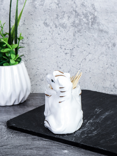 Подставка для зубочисток Лошадь 8 см / B5484 /уп 120/ Символ года 2026  костяной фарфор