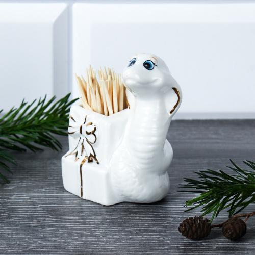 Подставка для зубочисток Змейка / B5319 /уп 144/  костяной фарфор