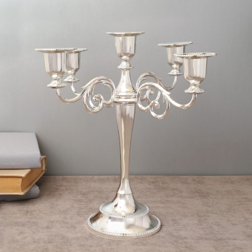 Подсвечник на 5 свечей 25 см серебро / 6305Q /уп 30/