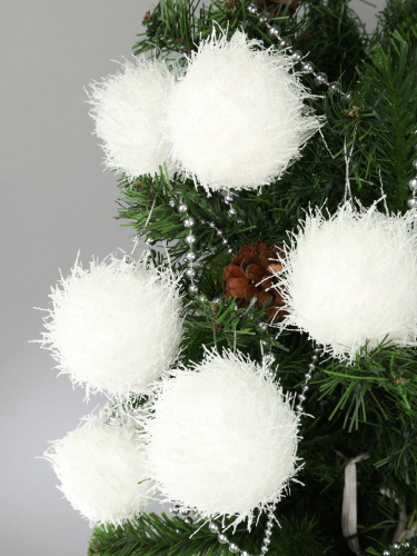 Новогоднее украшение Шары 6 штук 7 см / WF-208 /уп 72/белые