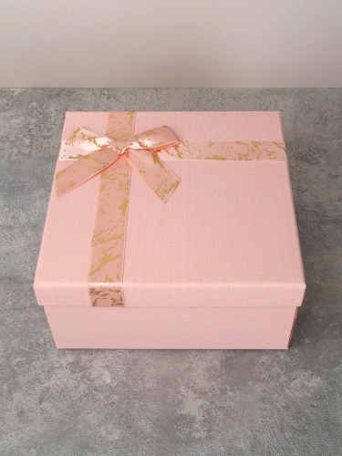 Коробка подарочная квадратная 3 штуки 19х19 см / 3403-7 /уп 36/розовая