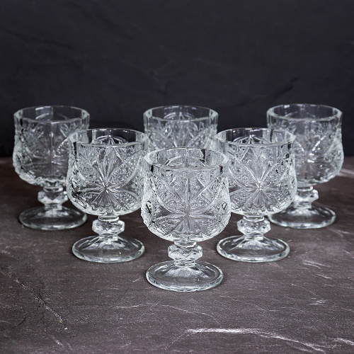 Рюмка 6 штук 50 мл бочонок Бабочка  / 611-1A /уп 24/_