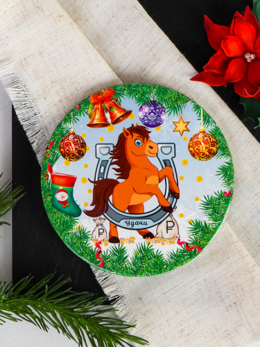 Подставка под горячее, кружку 10 см Символ Года 2026 Лошадь / КD021 /уп 144/ новогодняя