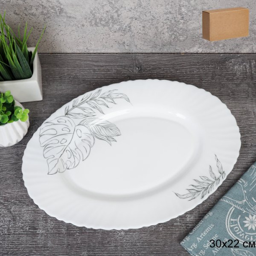 Блюдо овальное 300 мм / GRAY-38/7585784120/GB220 (7463) /уп 2/ Графика лист