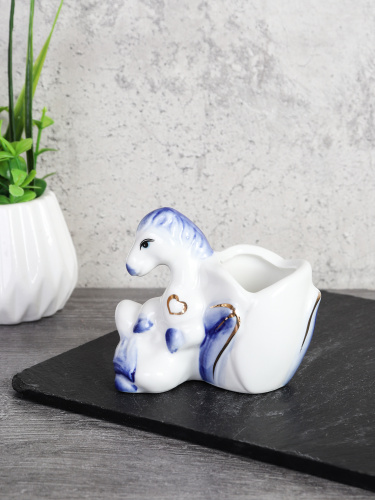 Подставка для зубочисток Лошадь 8 см / B5448-1 /уп 144/ Символ года 2026  костяной фарфор