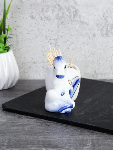 Подставка для зубочисток Лошадь 8 см / B5448-1 /уп 144/ Символ года 2026  костяной фарфор