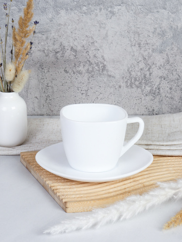 Чайная пара 2 предмета ПАРА 250 мл белый квадратная (FXB220) 651150