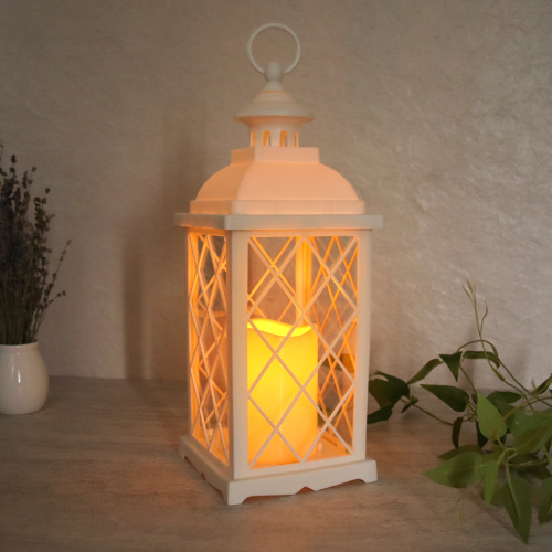 Светильник фонарь настольный Новогодний 33 см белый / YR2411W /уп 24/от батареек