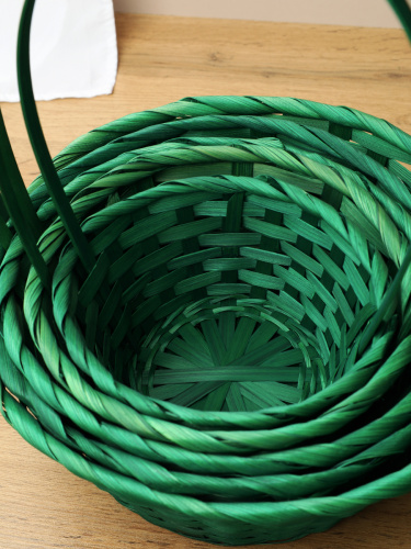 Корзина плетеная 5 штук набор зеленая / A-995/4 /уп 80/ручки отдельно