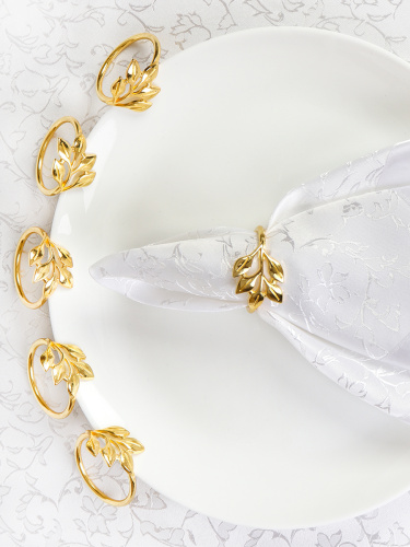 Кольца для салфеток 6 штук Веточка Золото / JG05 /уп 200/ 8 марта/ подарок для женщины