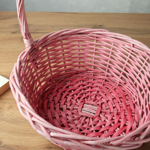 Корзина плетеная 3 штуки 31х12/26х10/21х9 см / S/3 22-24-PN /уп 28/розовые круглые