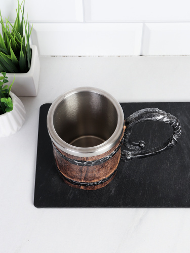 Кружка пивная 600 мл Бочонок металл/ 8053 /уп 24/