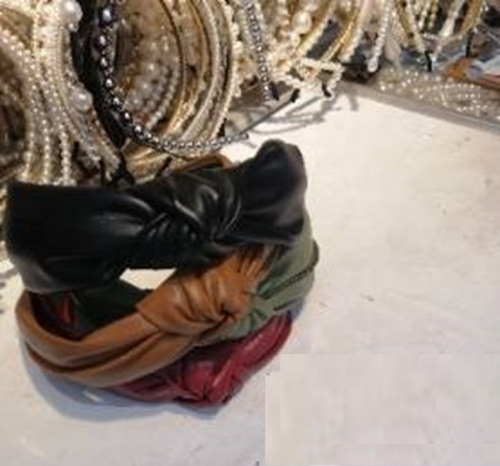 Ободок для волос экокожа / GTS-18 /уп.12/коричневый