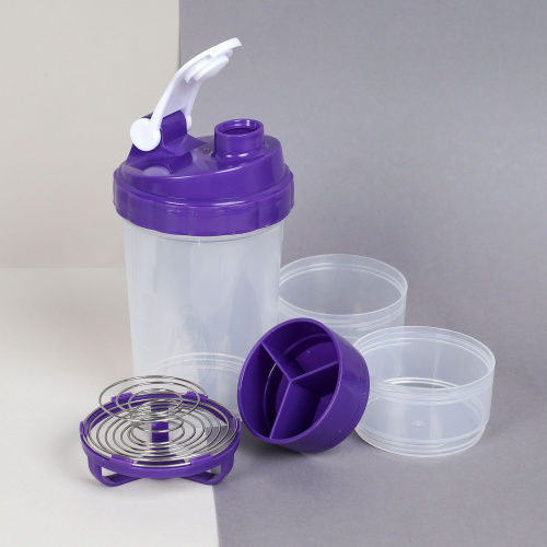 Бутылка/Шейкер СПАЙДЕР SHS-500 бело-синяя, для спортивного питания 500ML