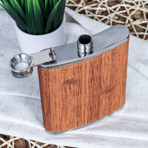 Фляжка 200 мл фактура дерево / FL-162 /уп 100/ 