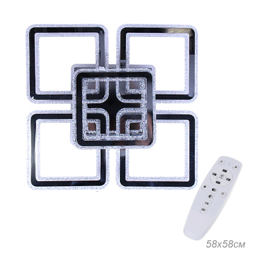 Стационарный светильник / LED-люстра потолочная. Цвет: хром (336W / 595*595*120)" / LED white + yellow3000K~6500K / K26025Cr/4+1 / уп 1