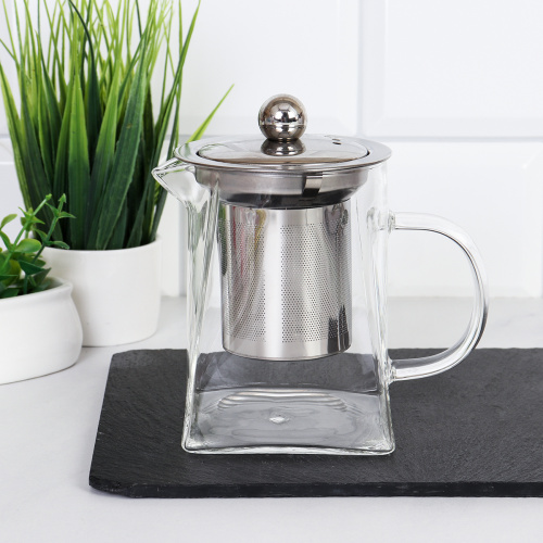 Чайник заварочный с ситом 350 мл квадратная форма / A350 /уп 100/*